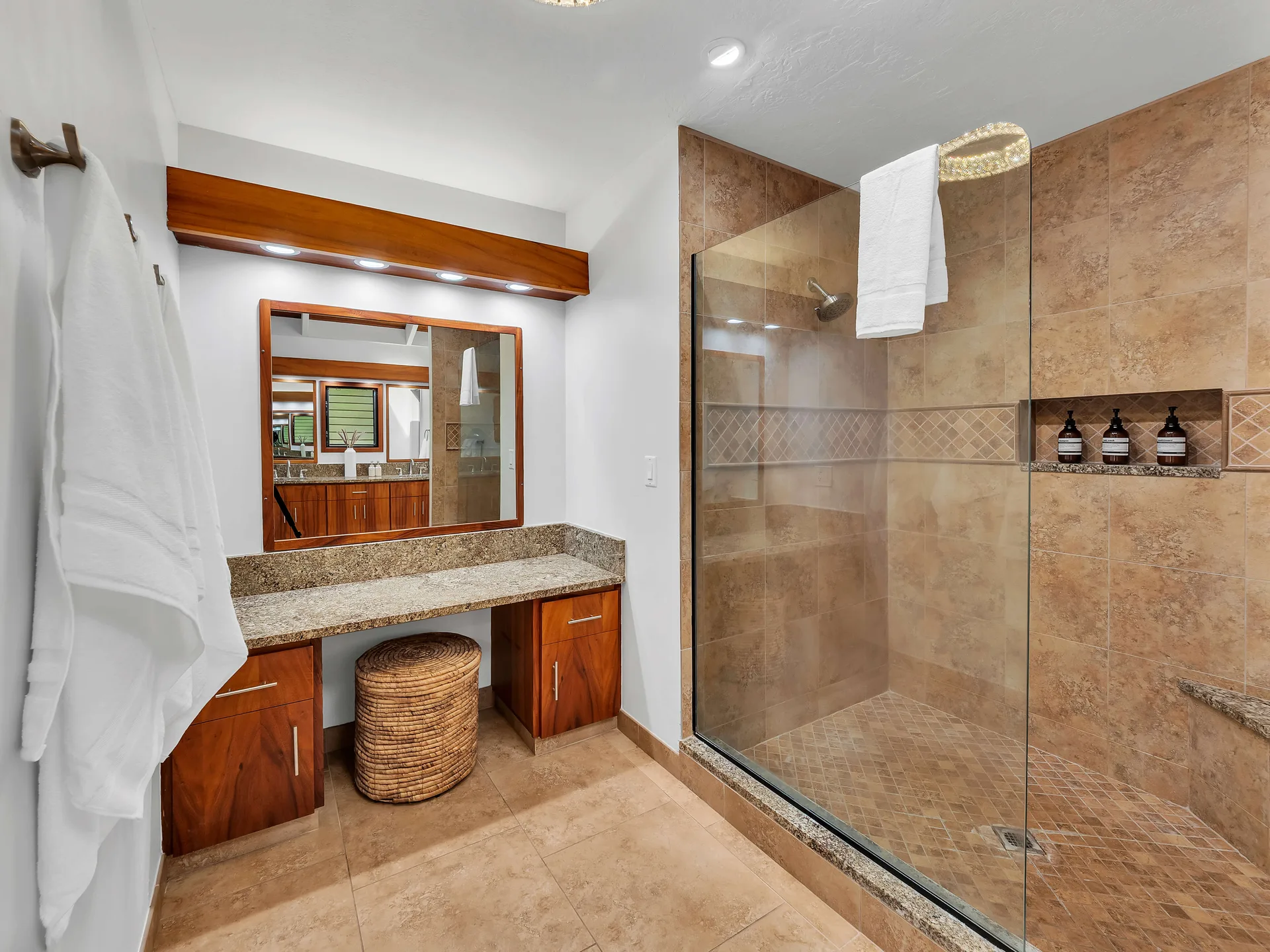 Master bathroom vanity and walk-in shower