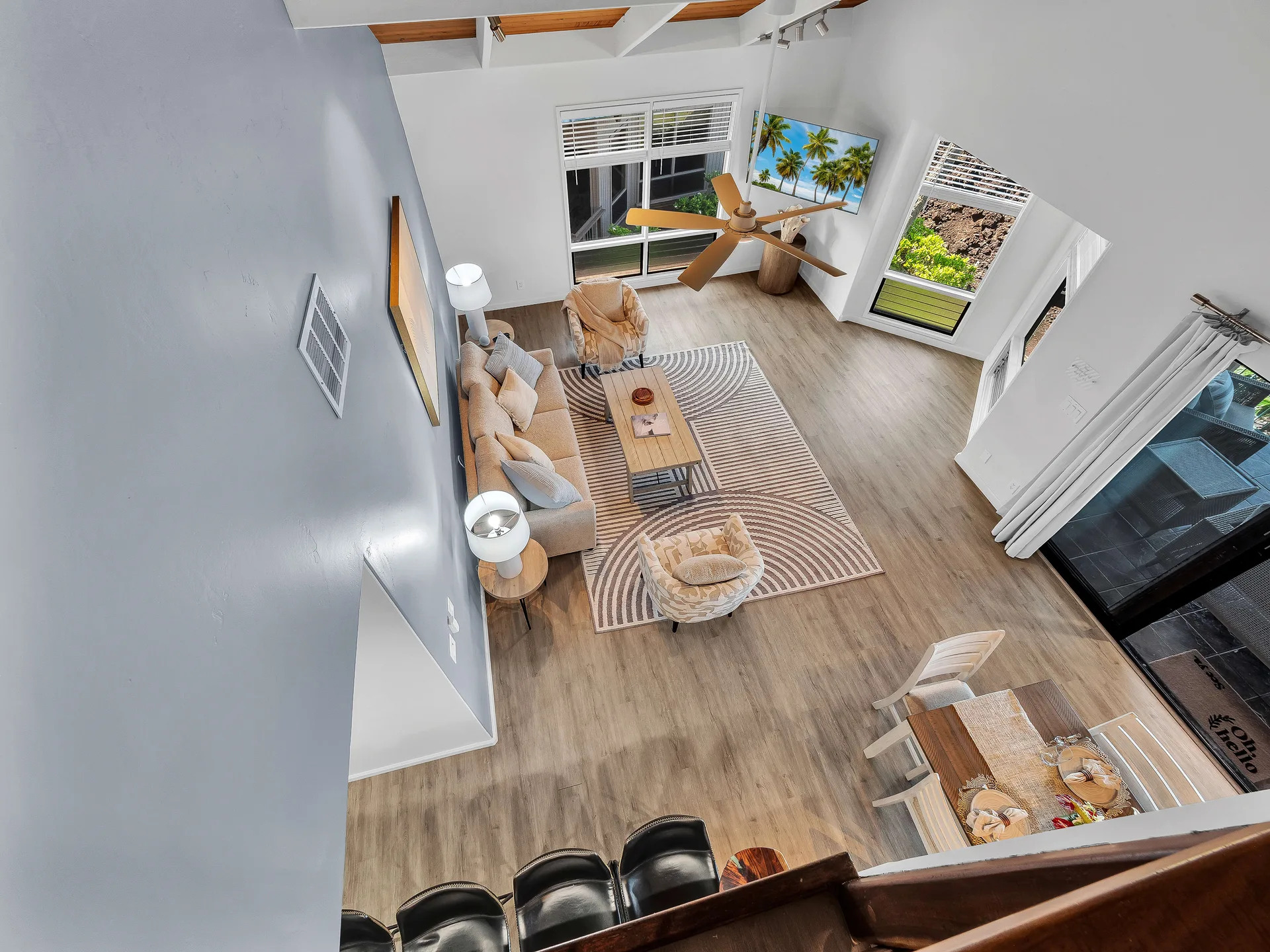 View from the loft overlooking the living room