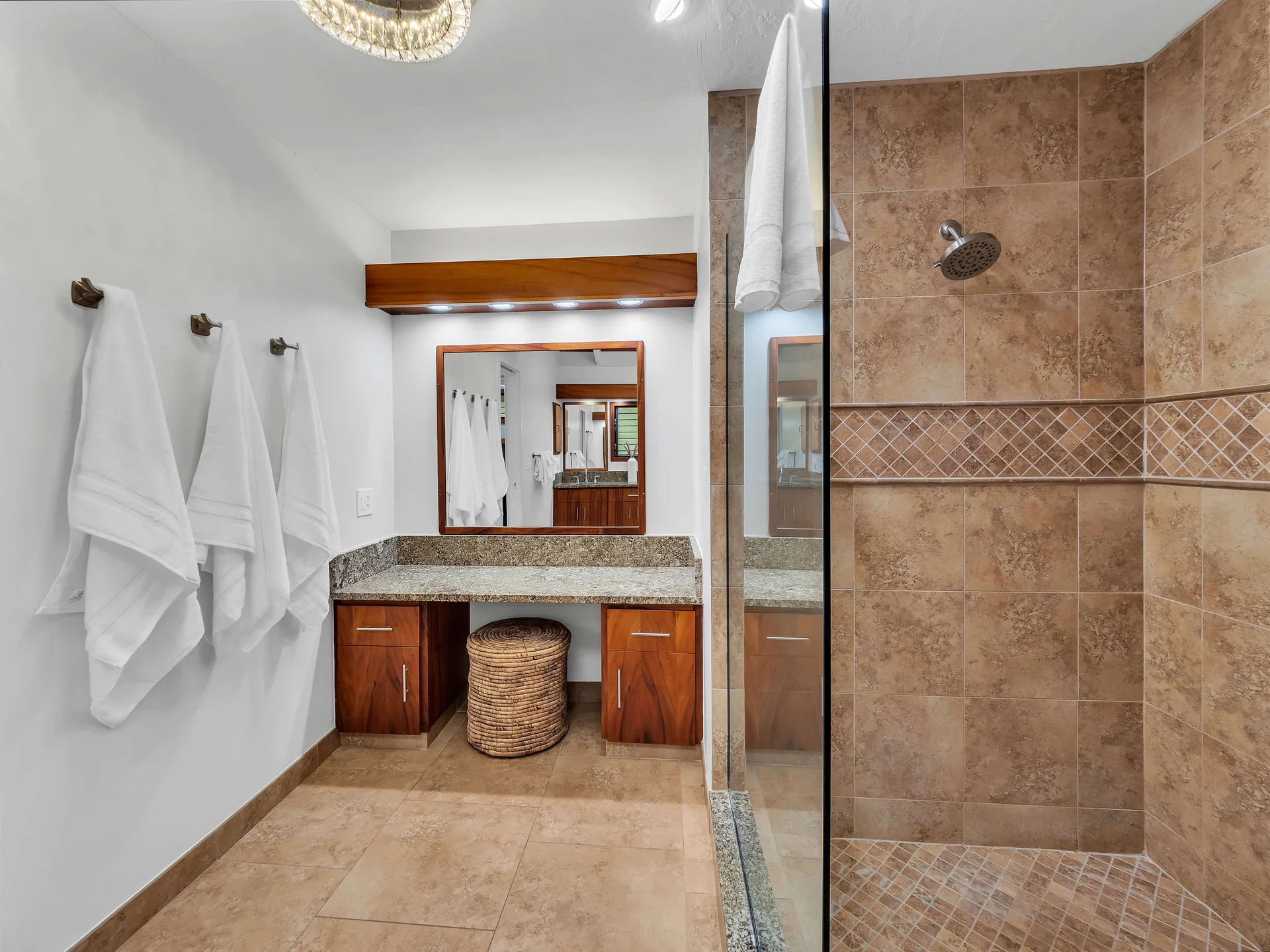 Master bathroom wide angle with shower