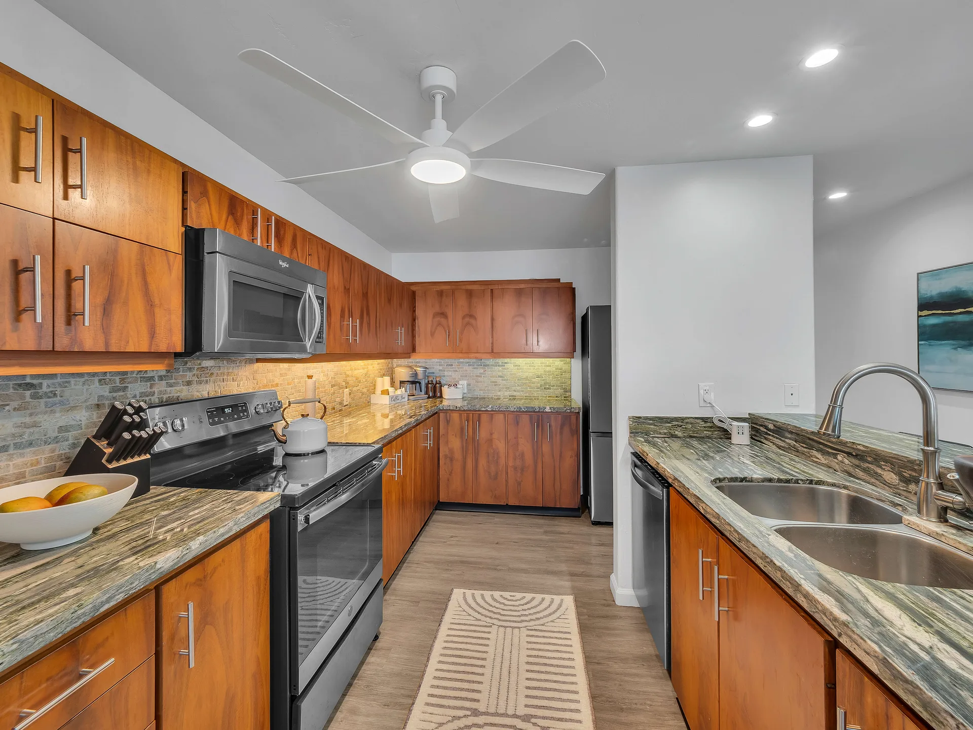 Fully equipped kitchen with modern appliances