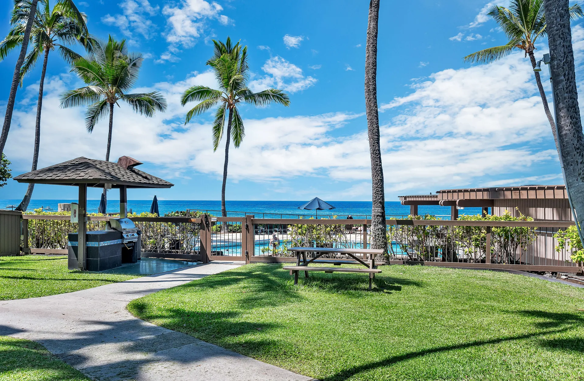 Resort grounds with pool and ocean
